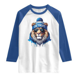Lion Lovers Raglan Shirt Wearing Glasses Sunday Detroit Fan Apparel TS10 White Royal Print Your Wear