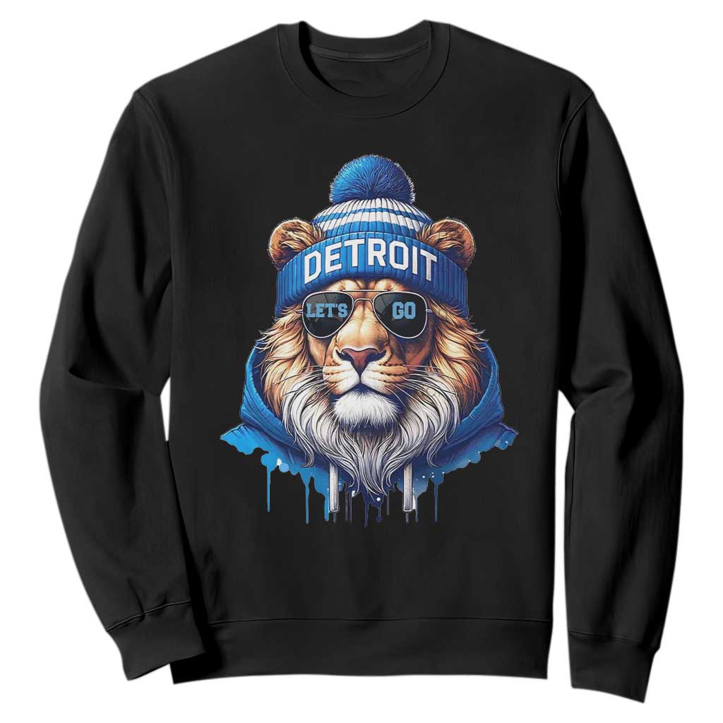 Lion Lovers Sweatshirt Wearing Glasses Sunday Detroit Fan Apparel TS10 Black Print Your Wear