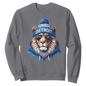 Lion Lovers Sweatshirt Wearing Glasses Sunday Detroit Fan Apparel TS10 Charcoal Print Your Wear