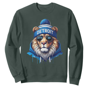 Lion Lovers Sweatshirt Wearing Glasses Sunday Detroit Fan Apparel TS10 Dark Forest Green Print Your Wear