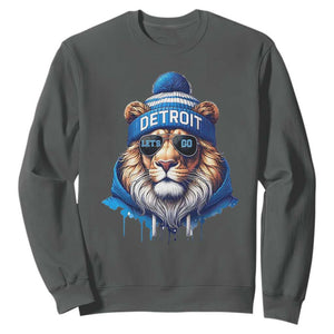 Lion Lovers Sweatshirt Wearing Glasses Sunday Detroit Fan Apparel TS10 Dark Heather Print Your Wear