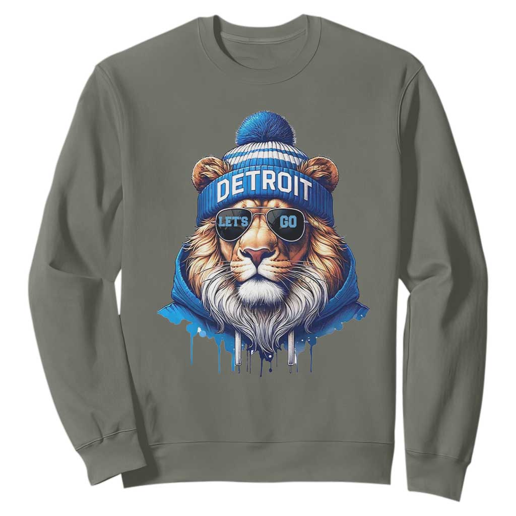 LF Game Day Sweatshirt Wearing Glasses Sunday Football Fan Apparel TS10 Military Green Print Your Wear