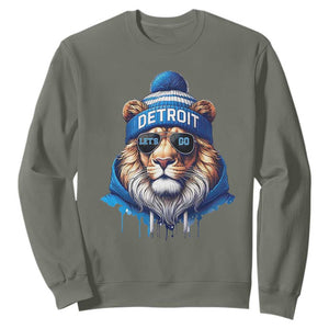 Lion Lovers Sweatshirt Wearing Glasses Sunday Detroit Fan Apparel TS10 Military Green Print Your Wear