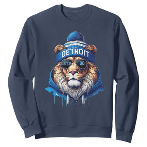 Lion Lovers Sweatshirt Wearing Glasses Sunday Detroit Fan Apparel TS10 Navy Print Your Wear