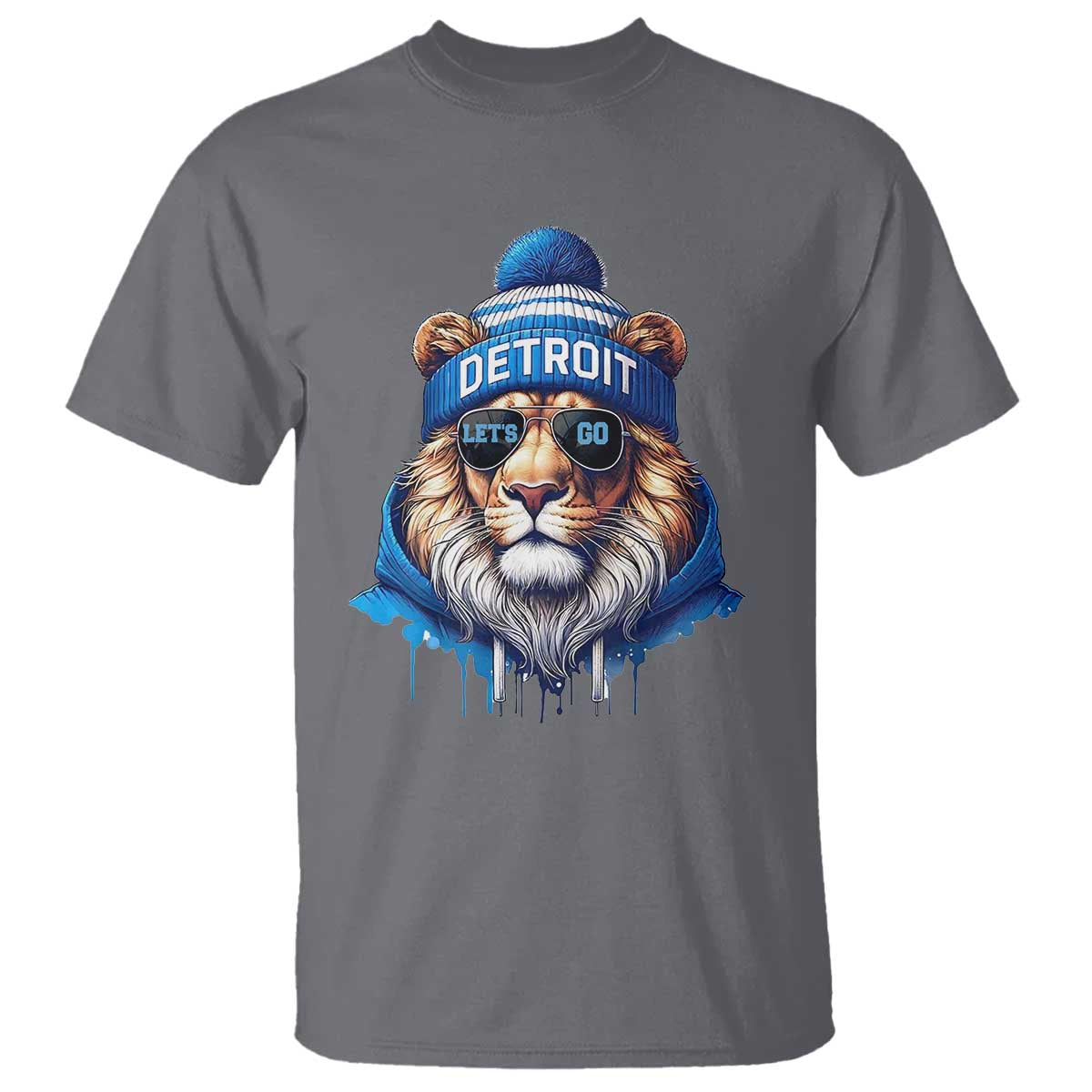 Lion Lovers T Shirt Wearing Glasses Sunday Detroit Fan Apparel TS10 Charcoal Print Your Wear