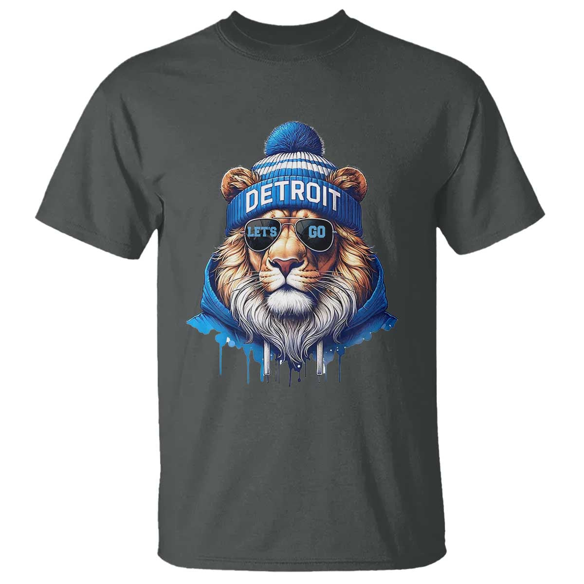 Lion Lovers T Shirt Wearing Glasses Sunday Detroit Fan Apparel TS10 Dark Heather Print Your Wear