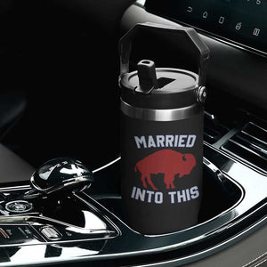 Married Into This Buffalo Flip Straw Tumbler Vintage Sport Mafia Wife Wedding Gifts TS10 Print Your Wear