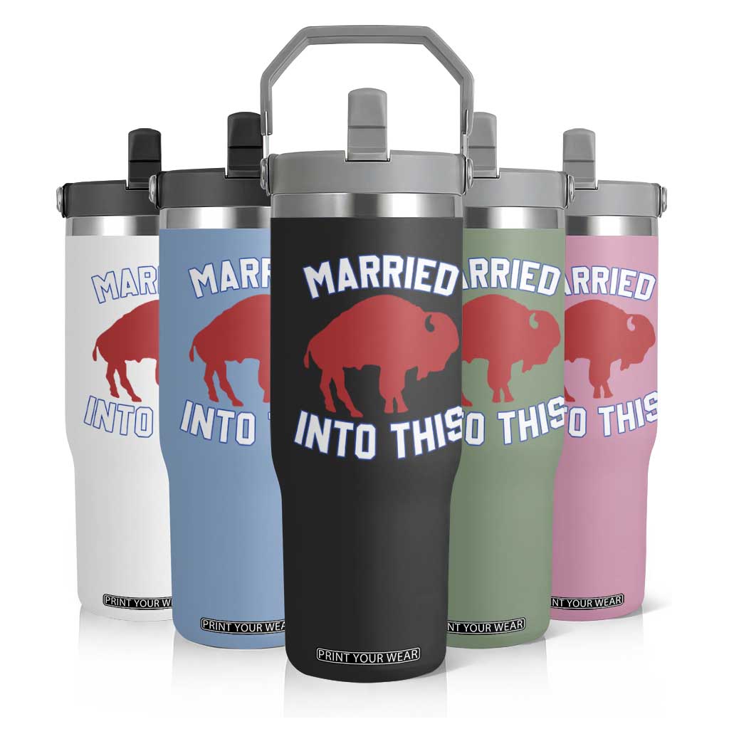 Married Into This BFB Flip Straw Tumbler Vintage Sport Mafia Wife Wedding Gifts TS10 Print Your Wear