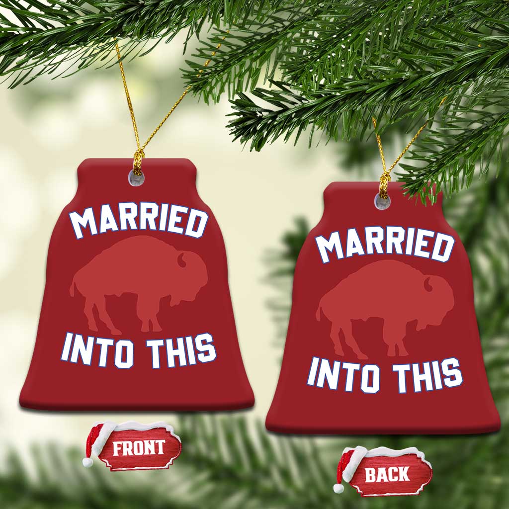 Married Into This BFB Christmas Ceramic Ornament Vintage Sport Mafia Wife Wedding Gifts TS10 Bell Flake Red Print Your Wear
