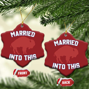 Married Into This BFB Christmas Ceramic Ornament Vintage Sport Mafia Wife Wedding Gifts TS10 Snow Flake Red Print Your Wear
