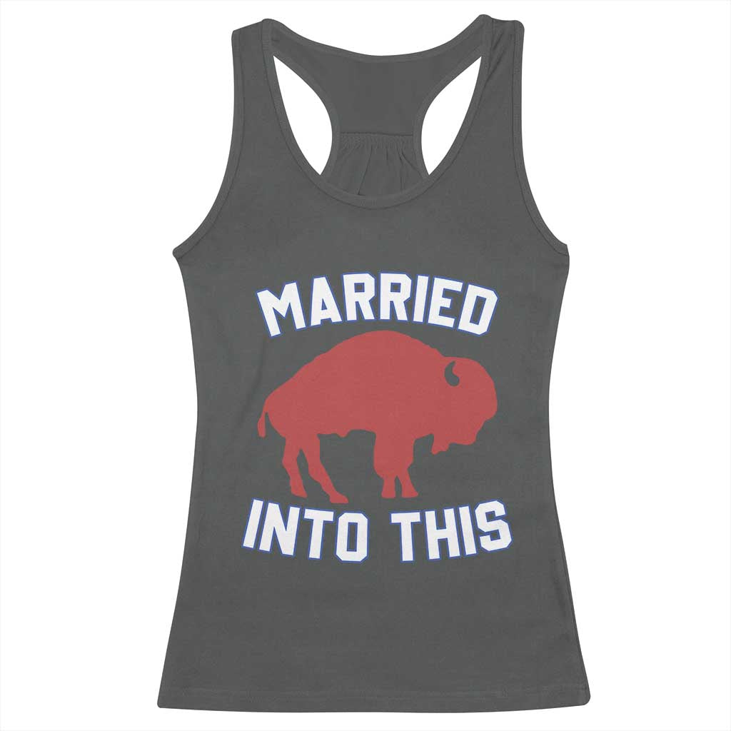 Married Into This BFB Racerback Tank Top Vintage Sport Mafia Wife Wedding Gifts TS10 Dark Heather Print Your Wear