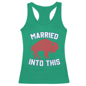 Married Into This Buffalo Racerback Tank Top Vintage Sport Mafia Wife Wedding Gifts TS10 Irish Green Print Your Wear