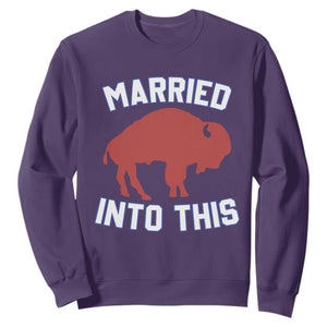 Married Into This Buffalo Sweatshirt Vintage Sport Mafia Wife Wedding Gifts TS10 Purple Print Your Wear