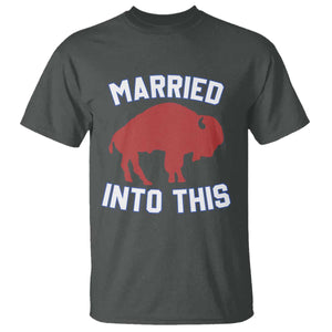 Married Into This Buffalo T Shirt Vintage Sport Mafia Wife Wedding Gifts TS10 Dark Heather Print Your Wear