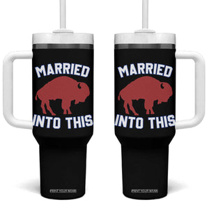 Married Into This Buffalo Tumbler With Handle Vintage Sport Mafia Wife Wedding Gifts TS10 One Size: 40 oz Black Print Your Wear