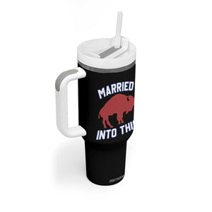 Married Into This Buffalo Tumbler With Handle Vintage Sport Mafia Wife Wedding Gifts TS10 Print Your Wear