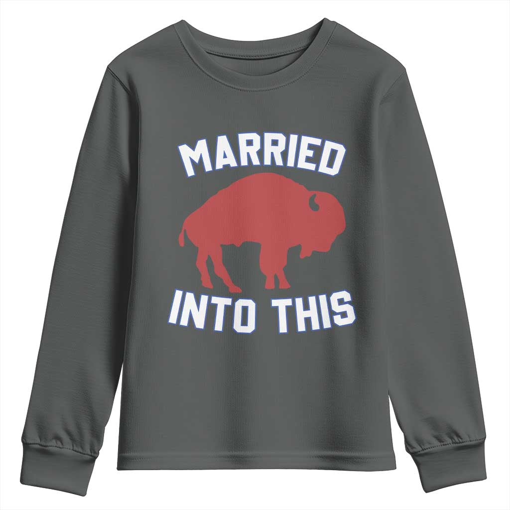 Married Into This BFB Youth Sweatshirt Vintage Sport Mafia Wife Wedding Gifts TS10 Dark Heather Print Your Wear