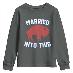 Married Into This Buffalo Youth Sweatshirt Vintage Sport Mafia Wife Wedding Gifts TS10 Dark Heather Print Your Wear