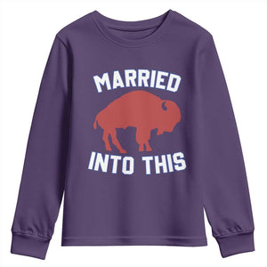 Married Into This Buffalo Youth Sweatshirt Vintage Sport Mafia Wife Wedding Gifts TS10 Purple Print Your Wear