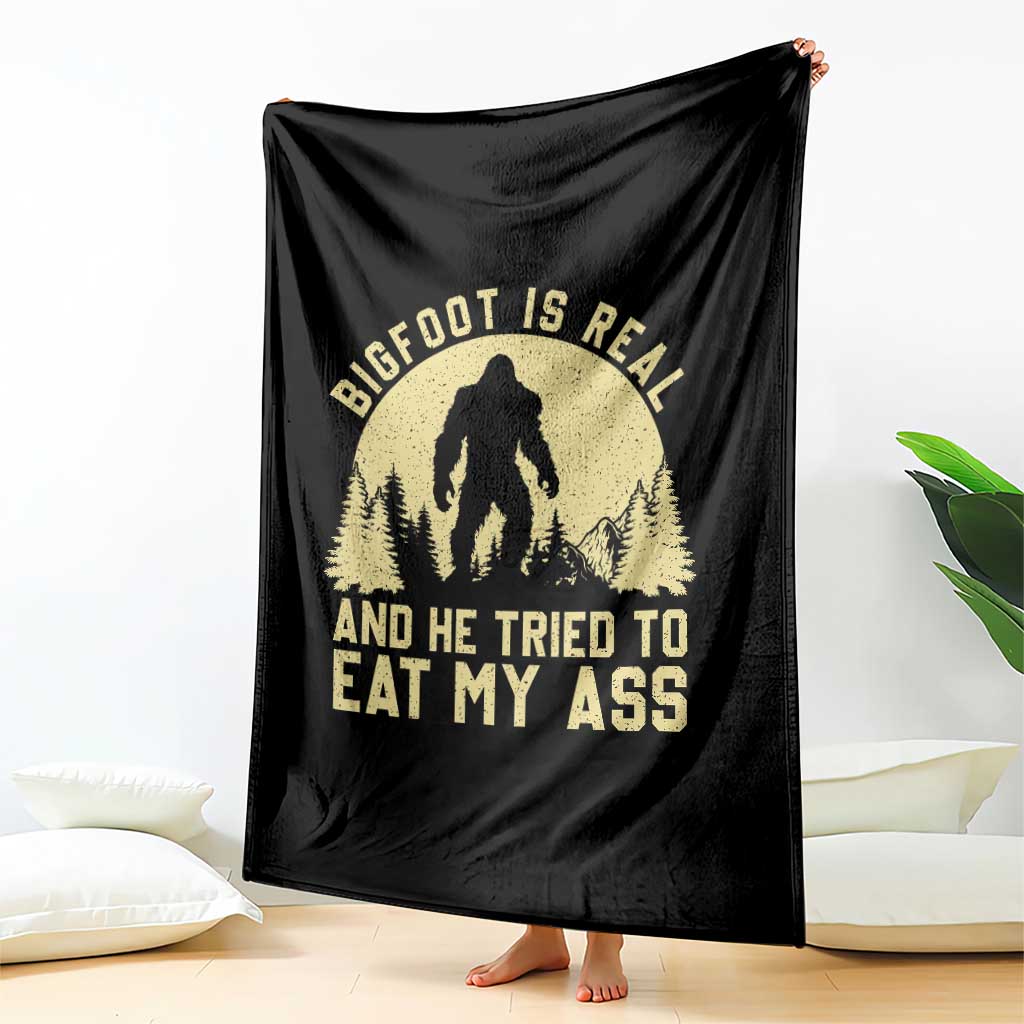 Funny Bigfoot Throw Blanket Sasquatch Big Foot Eat My Ass Vintage Cryptid Meme TS10 Print Your Wear