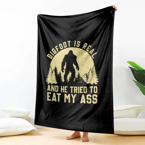 Funny Bigfoot Throw Blanket Sasquatch Big Foot Eat My Ass Vintage Cryptid Meme TS10 Print Your Wear