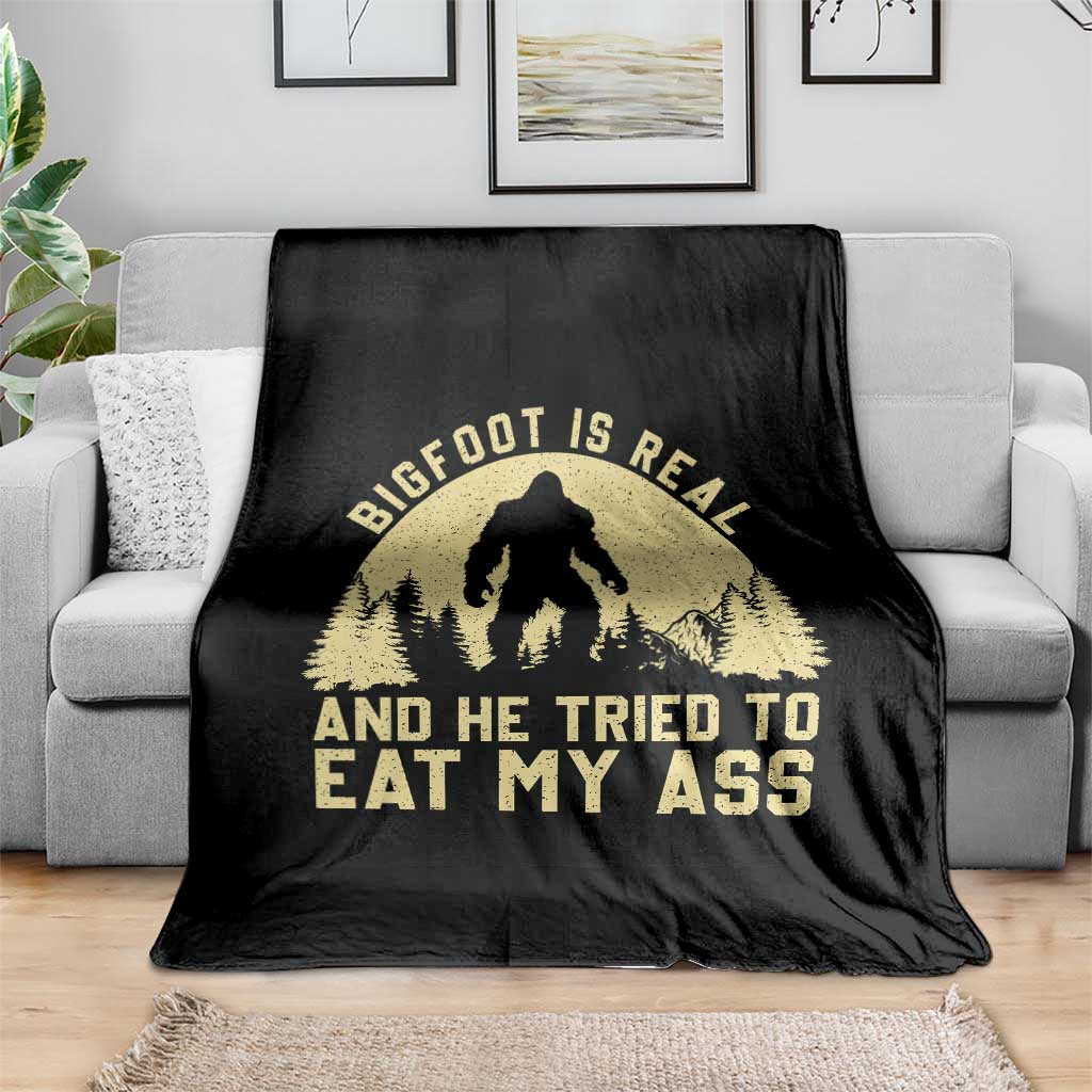 Funny Bigfoot Throw Blanket Sasquatch Big Foot Eat My Ass Vintage Cryptid Meme TS10 Print Your Wear
