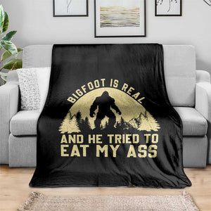 Funny Bigfoot Throw Blanket Sasquatch Big Foot Eat My Ass Vintage Cryptid Meme TS10 Print Your Wear