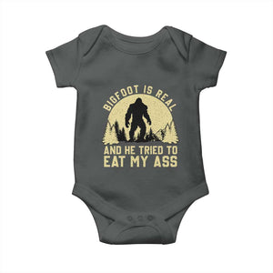 Funny Bigfoot Baby Onesie Sasquatch Big Foot Eat My Ass Vintage Cryptid Meme TS10 Dark Heather Print Your Wear