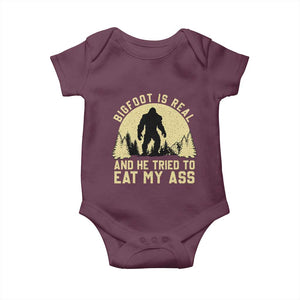 Funny Bigfoot Baby Onesie Sasquatch Big Foot Eat My Ass Vintage Cryptid Meme TS10 Maroon Print Your Wear