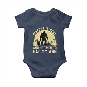 Funny Bigfoot Baby Onesie Sasquatch Big Foot Eat My Ass Vintage Cryptid Meme TS10 Navy Print Your Wear