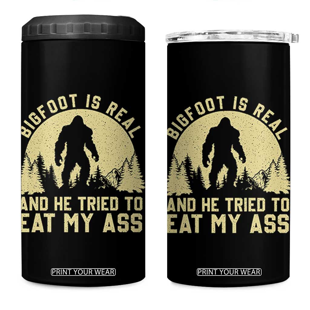 Funny Bigfoot 4 in 1 Can Cooler Tumbler Sasquatch Big Foot Eat My Ass Vintage Cryptid Meme TS10 One Size: 16 oz Black Print Your Wear