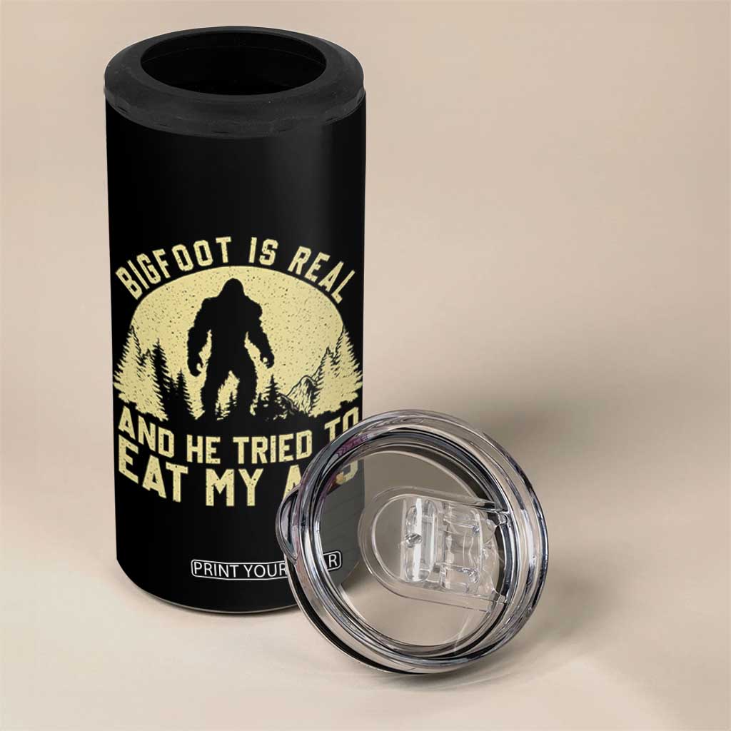 Funny Bigfoot 4 in 1 Can Cooler Tumbler Sasquatch Big Foot Eat My Ass Vintage Cryptid Meme TS10 Print Your Wear