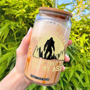 Funny Bigfoot Glass Can Sasquatch Big Foot Eat My Ass Vintage Cryptid Meme TS10 Black Print Your Wear