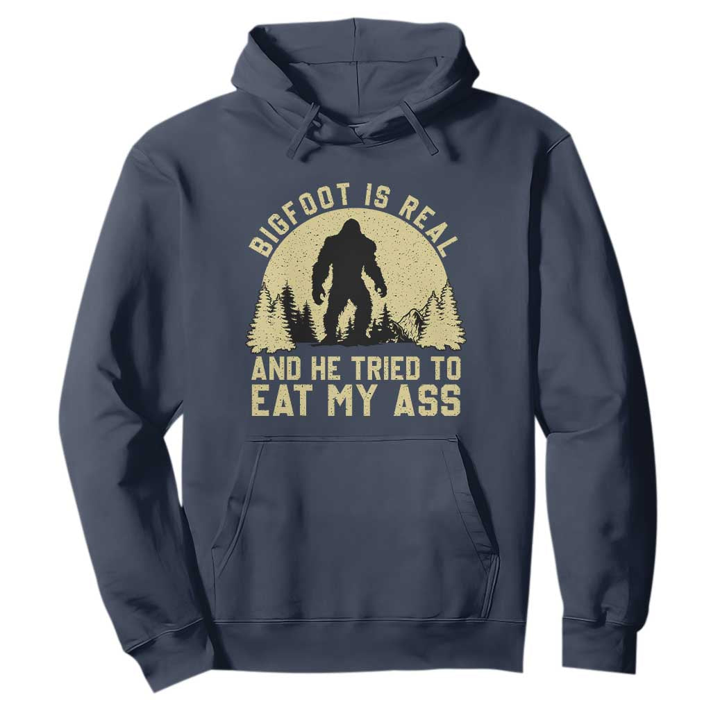 Funny Bigfoot Hoodie Sasquatch Big Foot Eat My Ass Vintage Cryptid Meme TS10 Navy Print Your Wear