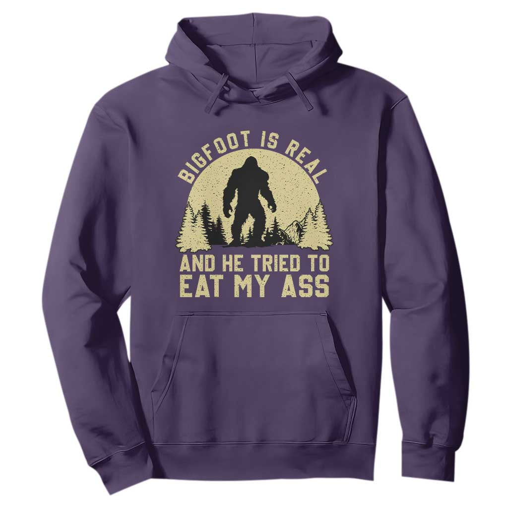 Funny Bigfoot Hoodie Sasquatch Big Foot Eat My Ass Vintage Cryptid Meme TS10 Purple Print Your Wear