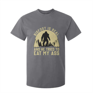 Funny Bigfoot T Shirt For Kid Sasquatch Big Foot Eat My Ass Vintage Cryptid Meme TS10 Charcoal Print Your Wear