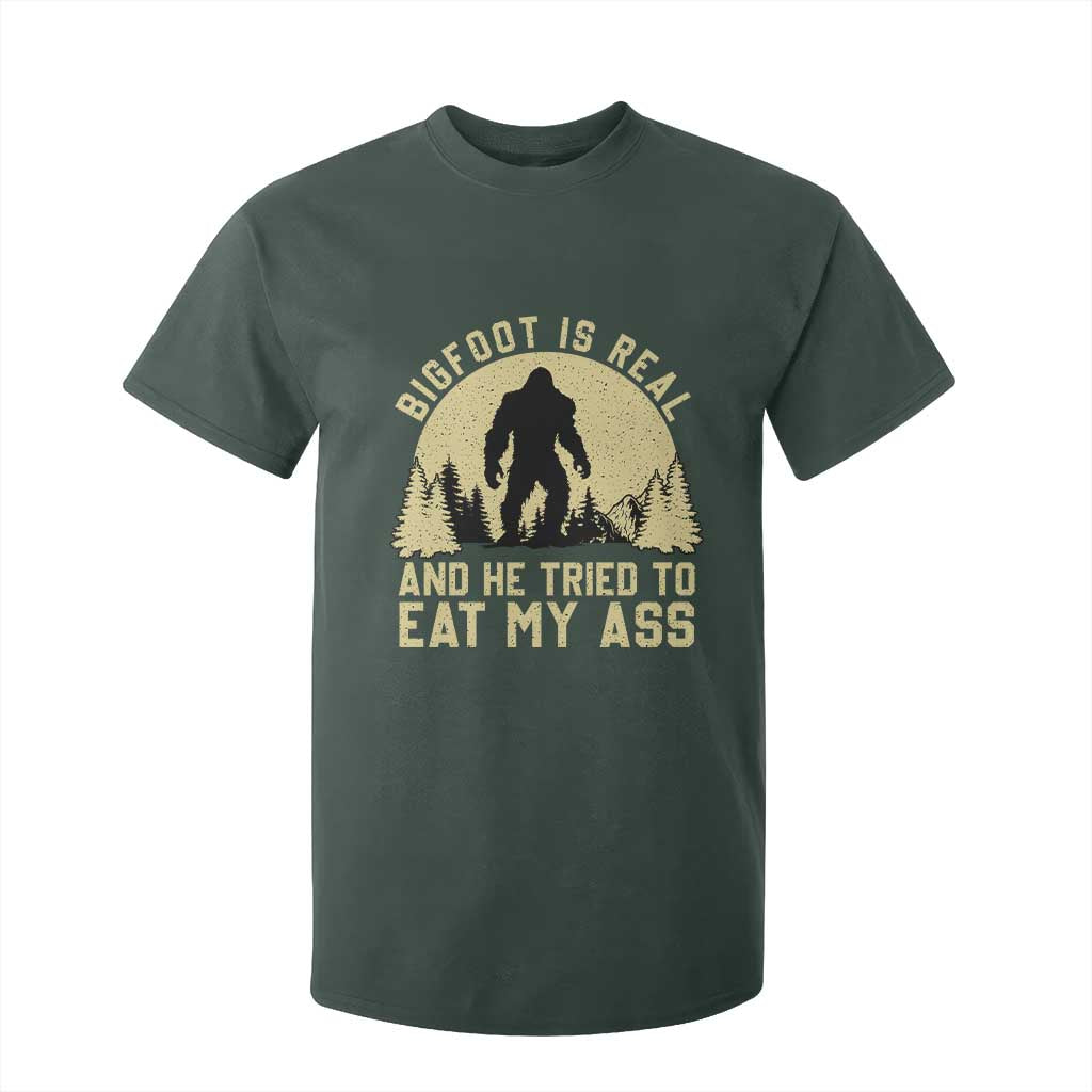 Funny Bigfoot T Shirt For Kid Sasquatch Big Foot Eat My Ass Vintage Cryptid Meme TS10 Dark Forest Green Print Your Wear