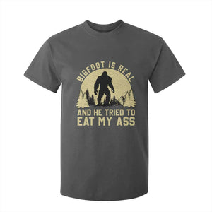 Funny Bigfoot T Shirt For Kid Sasquatch Big Foot Eat My Ass Vintage Cryptid Meme TS10 Dark Heather Print Your Wear