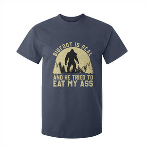 Funny Bigfoot T Shirt For Kid Sasquatch Big Foot Eat My Ass Vintage Cryptid Meme TS10 Navy Print Your Wear