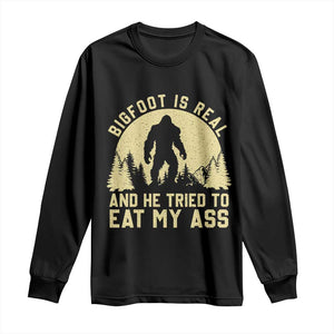 Funny Bigfoot Long Sleeve Shirt Sasquatch Big Foot Eat My Ass Vintage Cryptid Meme TS10 Black Print Your Wear