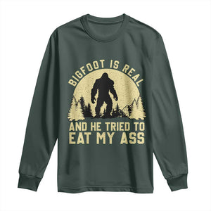 Funny Bigfoot Long Sleeve Shirt Sasquatch Big Foot Eat My Ass Vintage Cryptid Meme TS10 Dark Forest Green Print Your Wear