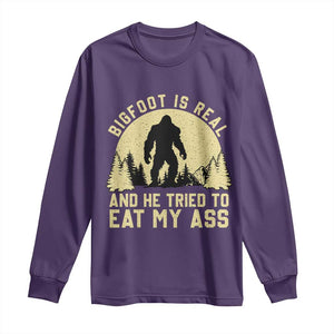 Funny Bigfoot Long Sleeve Shirt Sasquatch Big Foot Eat My Ass Vintage Cryptid Meme TS10 Purple Print Your Wear