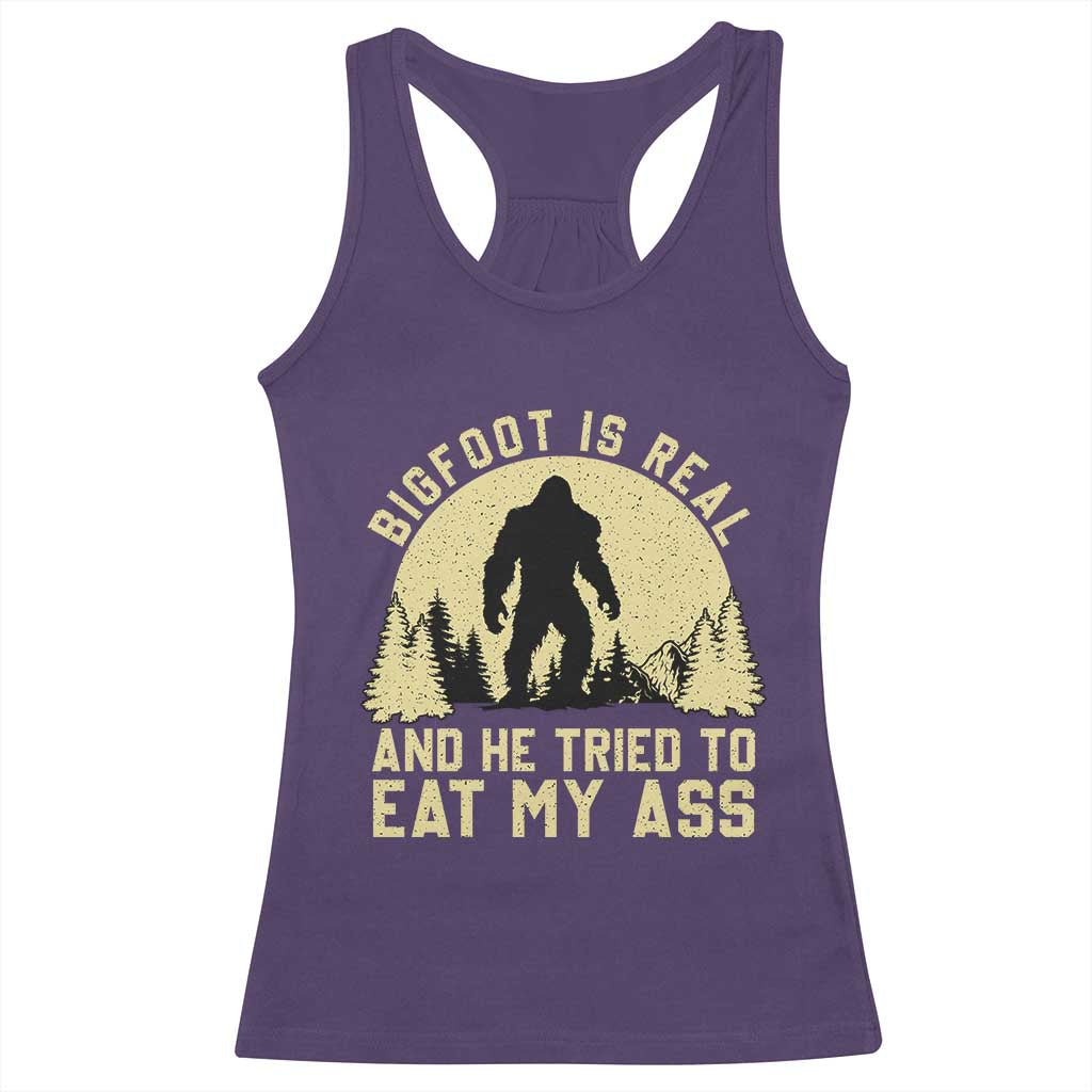 Funny Bigfoot Racerback Tank Top Sasquatch Big Foot Eat My Ass Vintage Cryptid Meme - Print Your Wear