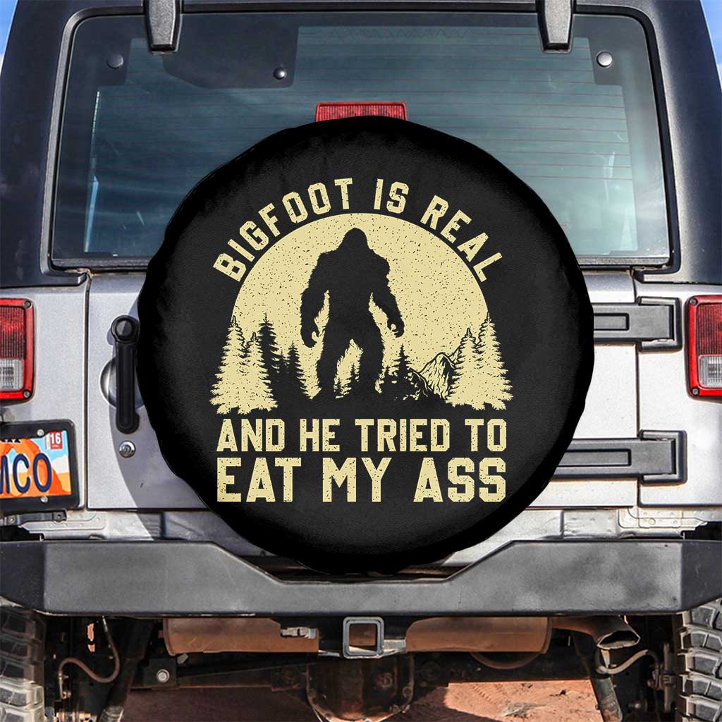 Funny Bigfoot Spare Tire Cover Sasquatch Big Foot Eat My Ass Vintage Cryptid Meme TS10 No hole Black Print Your Wear