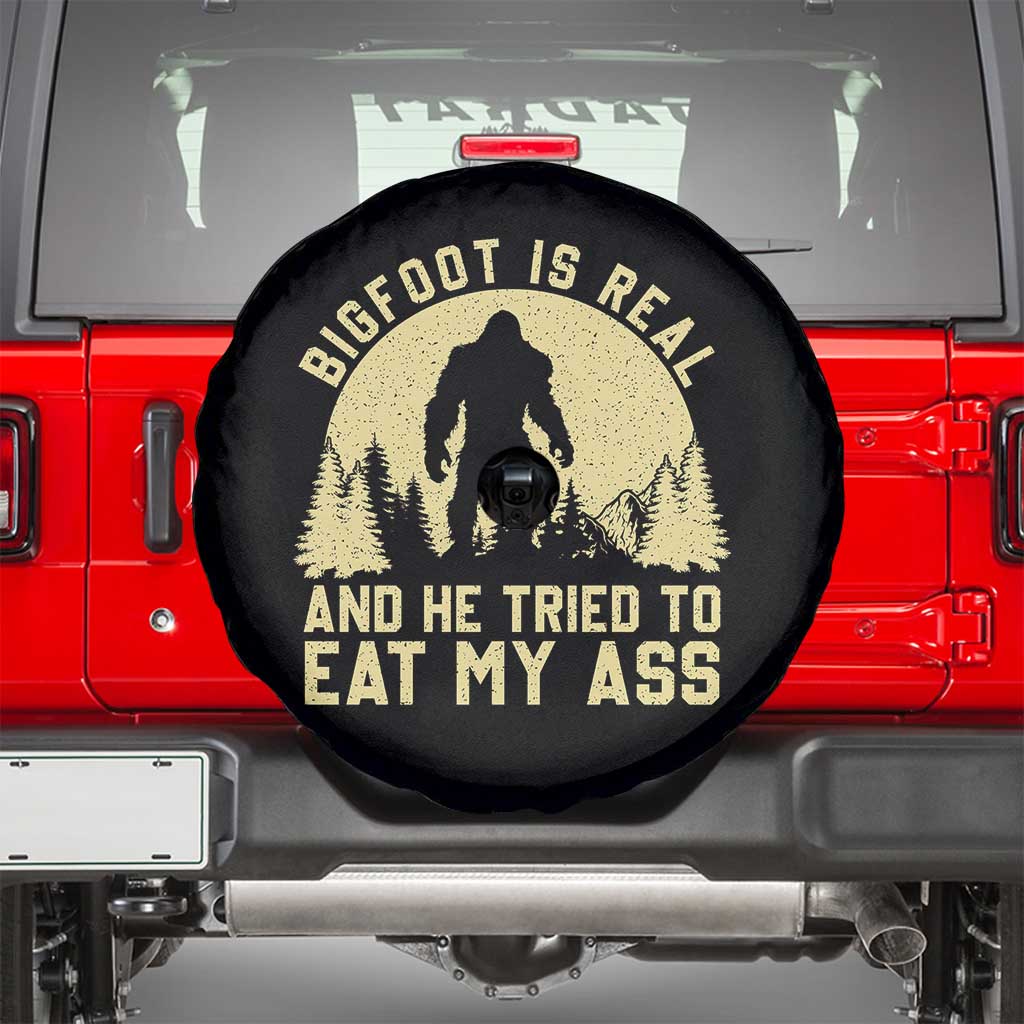 Funny Bigfoot Spare Tire Cover Sasquatch Big Foot Eat My Ass Vintage Cryptid Meme TS10 Black Print Your Wear