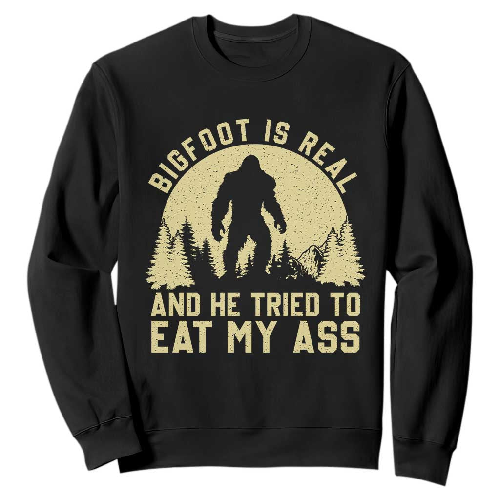 Funny Bigfoot Sweatshirt Sasquatch Big Foot Eat My Ass Vintage Cryptid Meme TS10 Black Print Your Wear