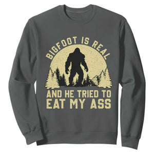 Funny Bigfoot Sweatshirt Sasquatch Big Foot Eat My Ass Vintage Cryptid Meme TS10 Dark Heather Print Your Wear