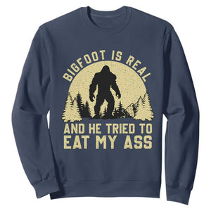 Funny Bigfoot Sweatshirt Sasquatch Big Foot Eat My Ass Vintage Cryptid Meme TS10 Navy Print Your Wear
