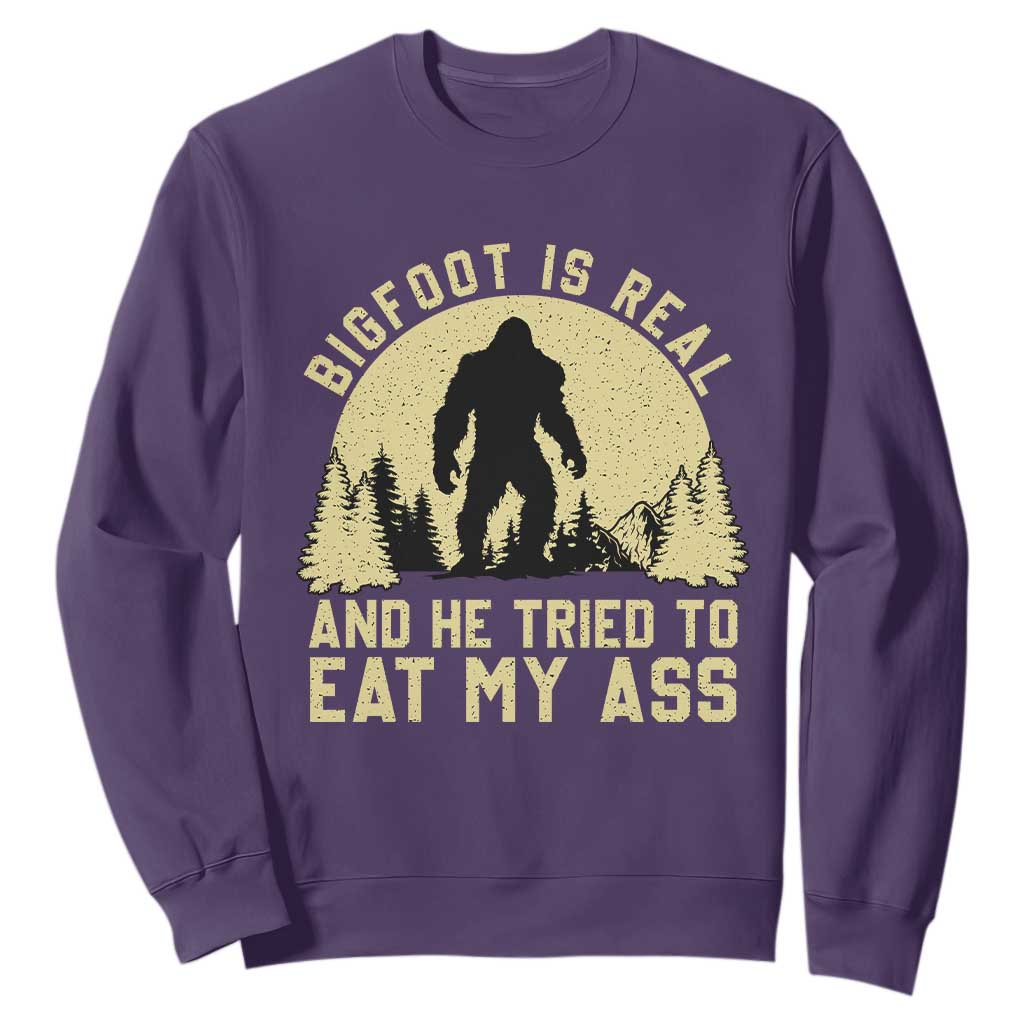Funny Bigfoot Sweatshirt Sasquatch Big Foot Eat My Ass Vintage Cryptid Meme TS10 Purple Print Your Wear