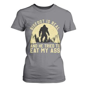 Funny Bigfoot T Shirt For Women Sasquatch Big Foot Eat My Ass Vintage Cryptid Meme TS10 Charcoal Print Your Wear